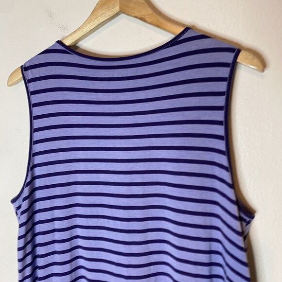 Soft Surroundings Sarina Dress Periwinkle Striped Tulip Hem Pima‎ Cotton Large - Picture 6 of 8